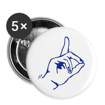 Chut-Geräusch hält den Finger mund zu - Buttons klein 25 mm (5er Pack) - Weiß - Vorne