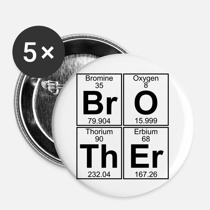 Br-O-Th-Heu (frère) - complet - Lot de 5 petits badges (25 mm) - blanc