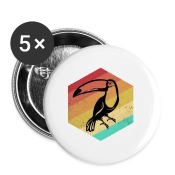 Toucan - Buttons small 1''/25 mm (5-pack) - white - Front