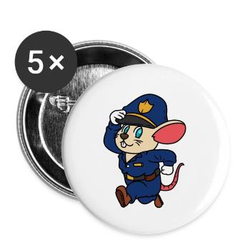 Polizei Maus Comic Polizist Kinder Baby Berufe - Buttons klein 25 mm (5er Pack) - Weiß - Vorne