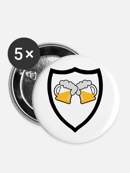 Bier Emblem 3c - Buttons klein 25 mm (5er Pack) - Weiß