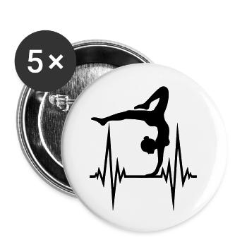pouls yoga coeur battre fréquence femme gymnastique sport - Lot de 5 petits badges (25 mm) - blanc - Devant