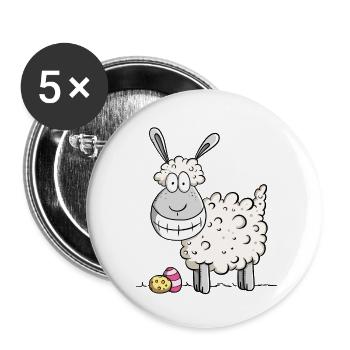 Frohe Ostern Schaf I Ostergeschenk Ostermotiv Fun - Buttons klein 25 mm (5er Pack) - Weiß - Vorne