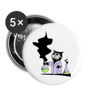Dr rer nat Owl - Buttons klein 25 mm (5er Pack) - Weiß - Vorne
