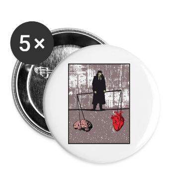 Heart and brain in balance - Buttons small 1''/25 mm (5-pack) - white - Front