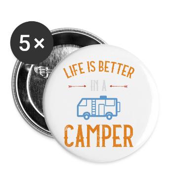 Life is Better in a Camper - Buttons small 1''/25 mm (5-pack) - white - Front