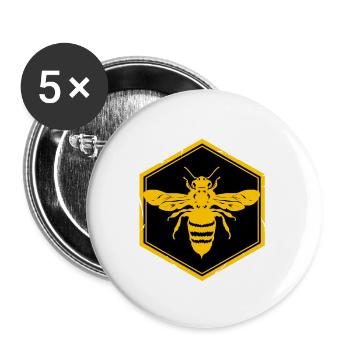 abeille abeilles bourdon d’apiculteur miel climat nectar fleur - Lot de 5 petits badges (25 mm) - blanc - Devant