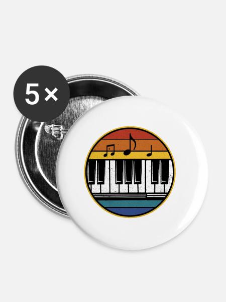 Piano - Buttons klein 25 mm (5er Pack) - Weiß