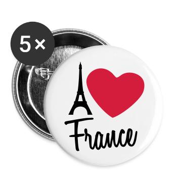 I Love France Eiffel Tower Paris - Buttons small 1''/25 mm (5-pack) - white - Front