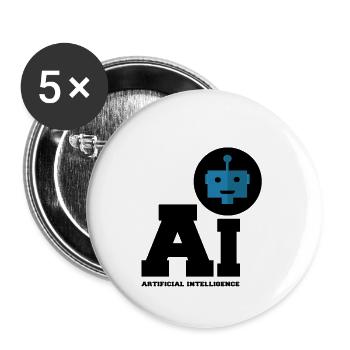 Intelligence artificielle - Intelligence artificielle - Lot de 5 petits badges (25 mm) - blanc - Devant
