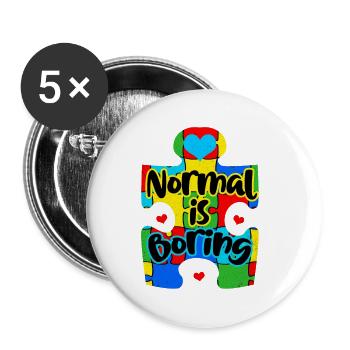 Autismus - Buttons klein 25 mm (5er Pack) - Weiß - Vorne