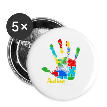 Autismus - Buttons klein 25 mm (5er Pack) - Weiß - Vorne