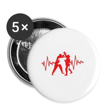Krav Maga - Buttons klein 25 mm (5er Pack) - Weiß - Vorne