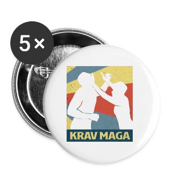 Krav Maga - Buttons klein 25 mm (5er Pack) - Weiß - Vorne
