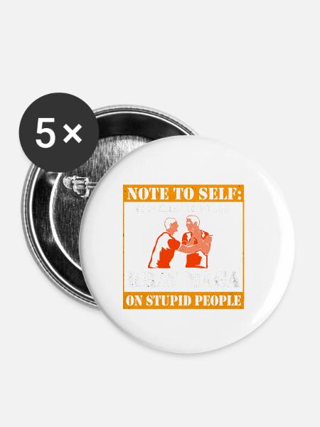 Krav Maga - Buttons klein 25 mm (5er Pack) - Weiß