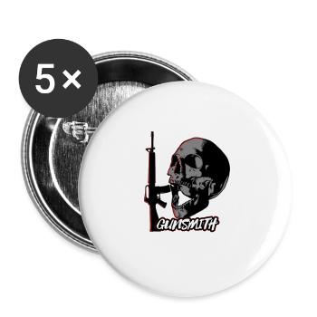 Conception de crâne d’armurier - Lot de 5 petits badges (25 mm) - blanc - Devant