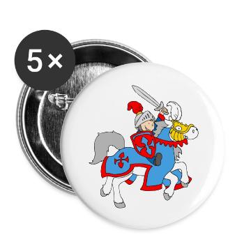 Boy Knight on a Horse - Buttons klein 25 mm (5er Pack) - Weiß - Vorne