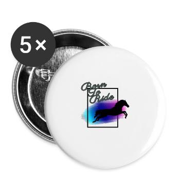 cheval - Lot de 5 petits badges (25 mm) - blanc - Devant