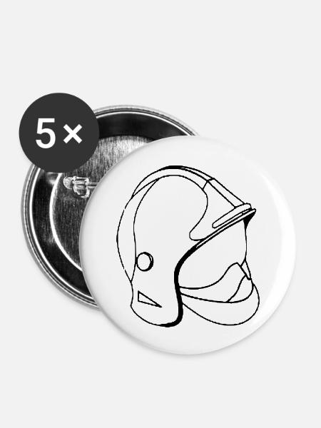 Feuerwehrmann Helm - Buttons klein 25 mm (5er Pack) - Weiß