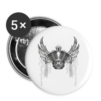 Fliegender Motorrad Motor - Buttons klein 25 mm (5er Pack) - Weiß - Vorne