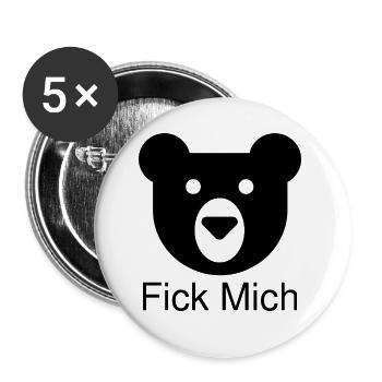 Fick Mich - Buttons klein 25 mm (5er Pack) - Weiß - Vorne