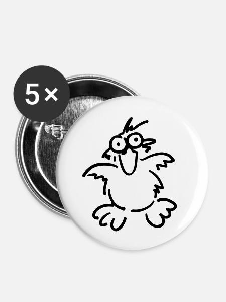 Verückter kleiner Vogel - Buttons klein 25 mm (5er Pack) - Weiß