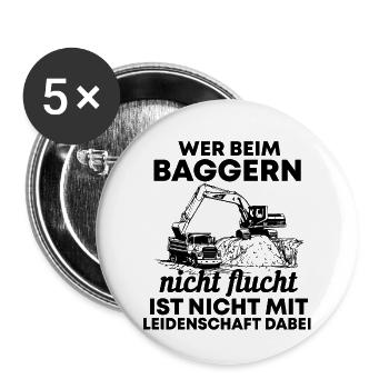 Bagger Baggerfahrer Spruch Geschenk - Buttons klein 25 mm (5er Pack) - Weiß - Vorne