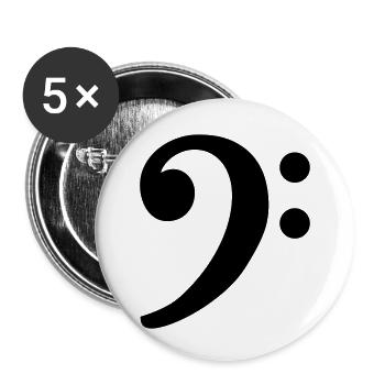 Clef basse - Lot de 5 petits badges (25 mm) - blanc - Devant