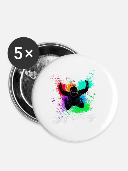 Fallschirmsport - Buttons klein 25 mm (5er Pack) - Weiß