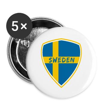 Schweden Wappen / Geschenk Skandinavien - Buttons klein 25 mm (5er Pack) - Weiß - Vorne
