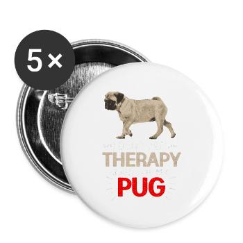 Mops - Buttons klein 25 mm (5er Pack) - Weiß - Vorne
