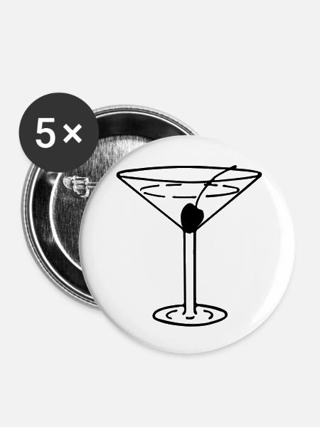 Martini mit Olive - Buttons klein 25 mm (5er Pack) - Weiß