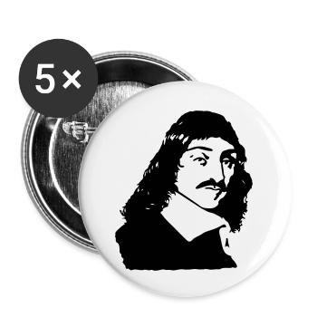 dessin de buste de Descartes philosophe Français - Lot de 5 petits badges (25 mm) - blanc - Devant