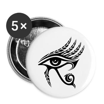 Auge des Horus mit Federn, Ägypten, Spiritualität - Buttons klein 25 mm (5er Pack) - Weiß - Vorne