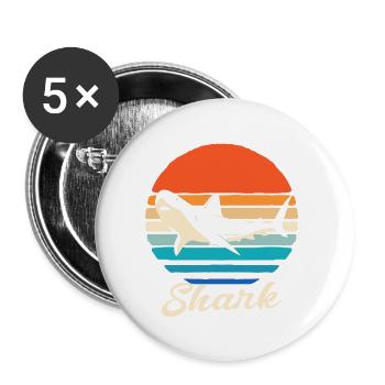 Shark Fish Shark Shark Fin Sharks Ocean - Buttons small 1''/25 mm (5-pack) - white - Front