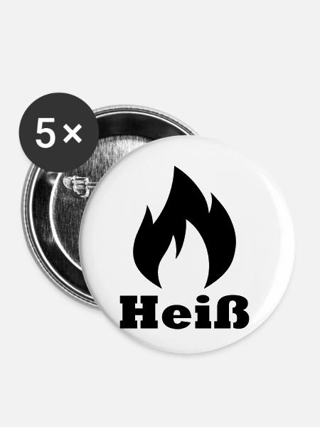 Heiß - Buttons klein 25 mm (5er Pack) - Weiß