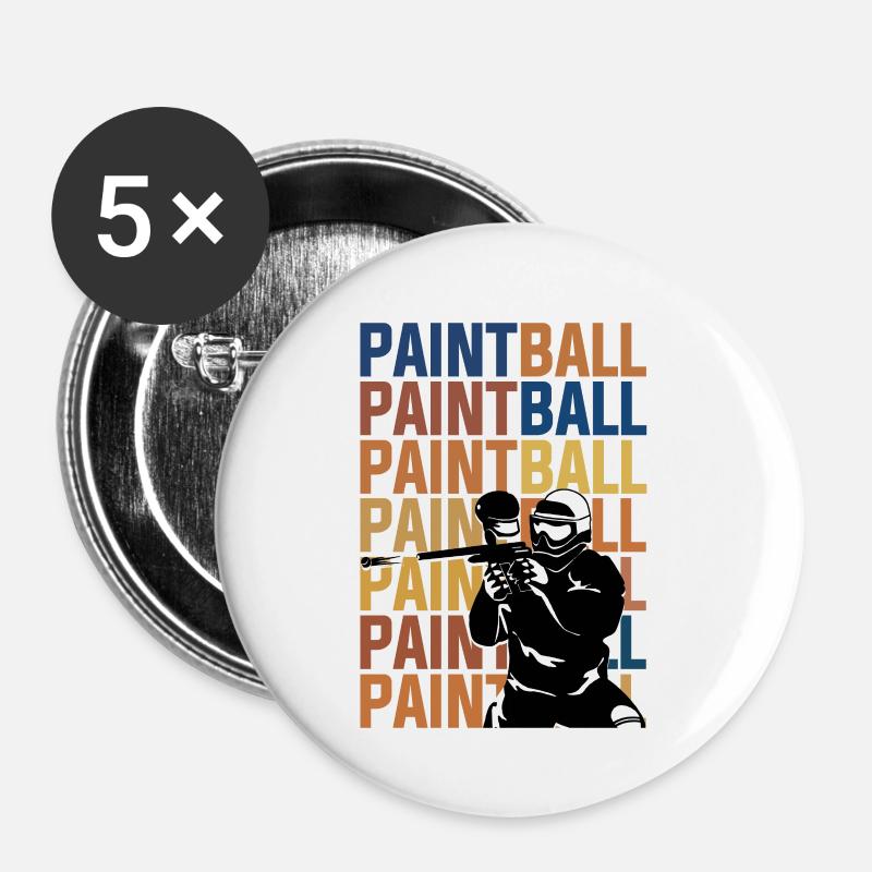 PAINTBALL PAINTBALL PAINTBALL - Buttons klein 25 mm (5er Pack) - Weiß