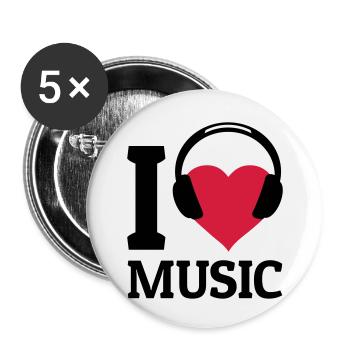 I love Music - Buttons small 1''/25 mm (5-pack) - white - Front