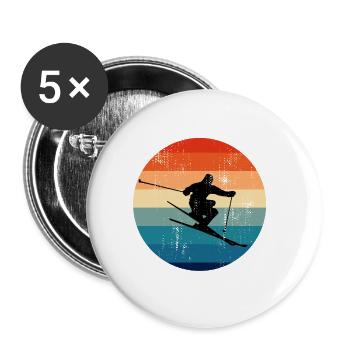 Ski Freestyle Freeride Slopestyle Sports d'hiver - Lot de 5 petits badges (25 mm) - blanc - Devant