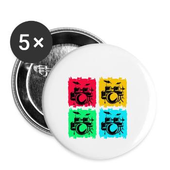 Drummer Drummer Music Instrument Drum Band - Buttons small 1''/25 mm (5-pack) - white - Front
