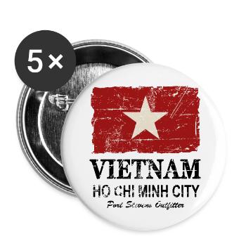 Vietnam Vintage Flag - Buttons klein 25 mm (5er Pack) - Weiß - Vorne