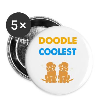 Doodle Hund Goldendoodle Golden Retriever Pudel - Buttons klein 25 mm (5er Pack) - Weiß - Vorne
