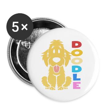 Doodle Hund Goldendoodle Golden Retriever Pudel - Buttons klein 25 mm (5er Pack) - Weiß - Vorne