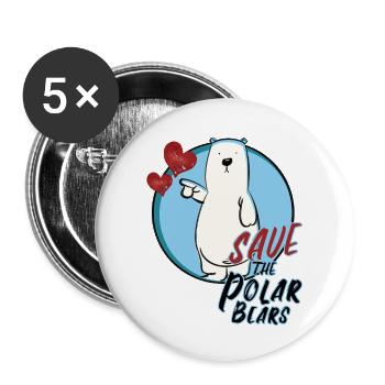 Save the Polar Bear Save the Polar Bear saying - Buttons small 1''/25 mm (5-pack) - white - Front