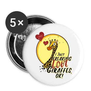 Fan de girafes fanatiques de girafe à long cou - Lot de 5 petits badges (25 mm) - blanc - Devant