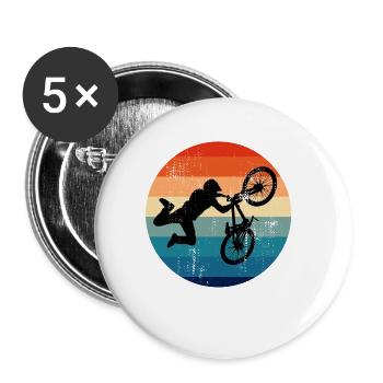 Dirtbike BMX retro jump - Lot de 5 petits badges (25 mm) - blanc - Devant