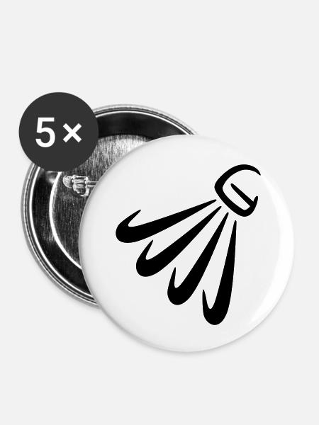 Badminton - Buttons klein 25 mm (5er Pack) - Weiß