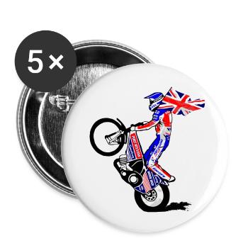 Speedway Driver - United Kingdom - Buttons klein 25 mm (5er Pack) - Weiß - Vorne