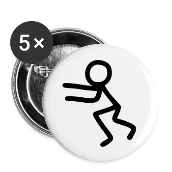 Laufendes Strichmännchen - Buttons klein 25 mm (5er Pack) - Weiß - Vorne