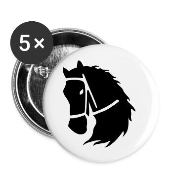 équitation - Lot de 5 petits badges (25 mm) - blanc - Devant